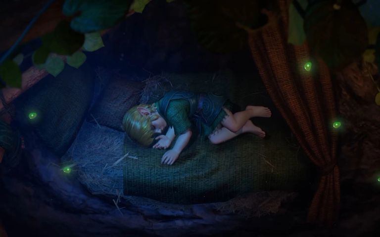 Link lying on his bed in the Zelda: Ocarina of Time remake trailer