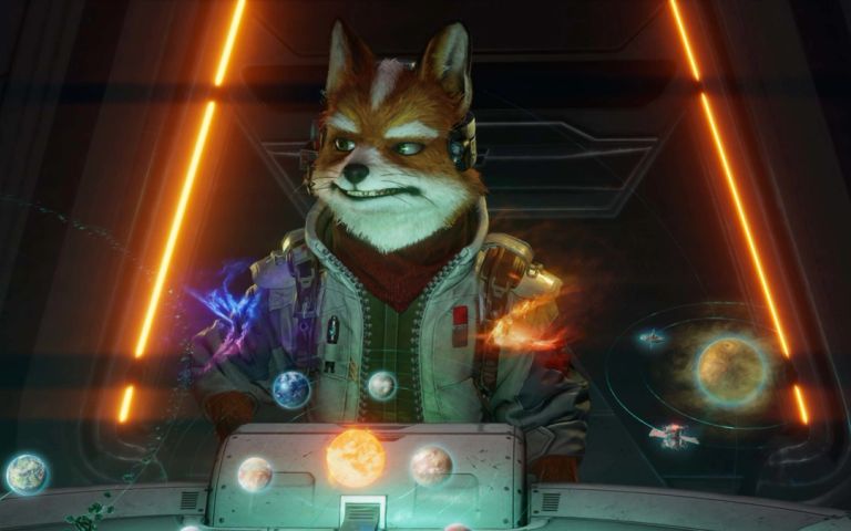 Fox looking at a table of planets in Star Fox