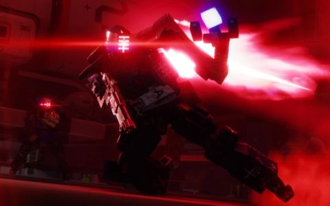 A robot diving while shooting in Marathon