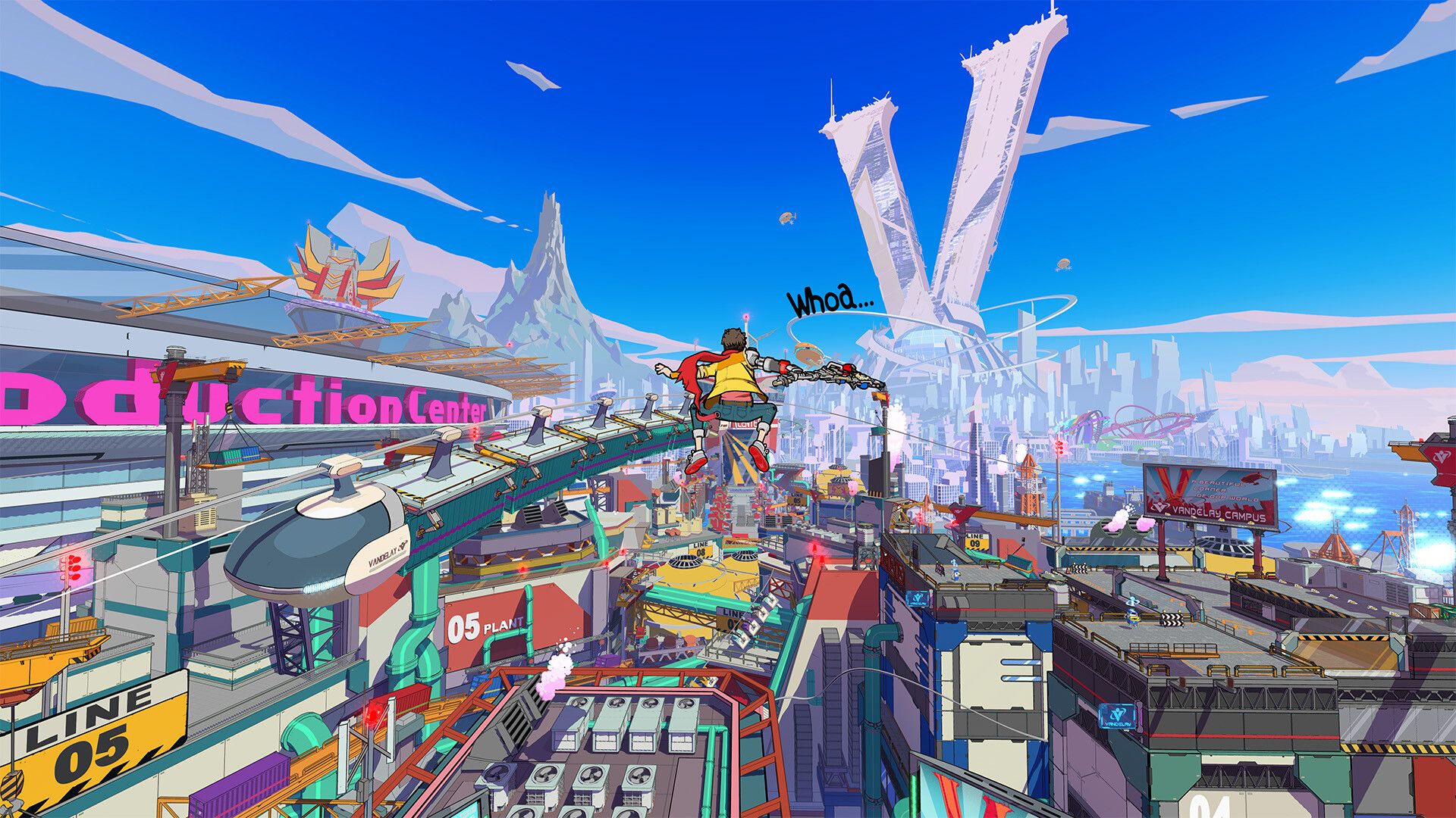 Chai looking out over a city in Hi-Fi Rush