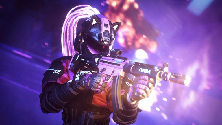 A character holding a gun in The Finals