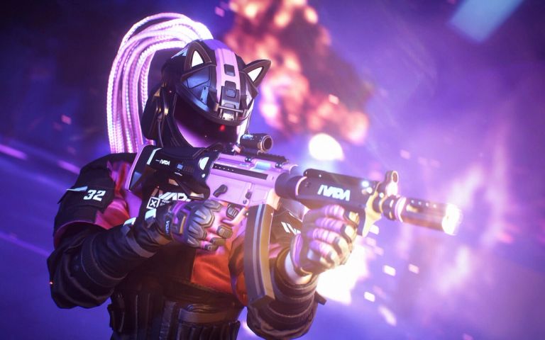 A character holding a gun in The Finals