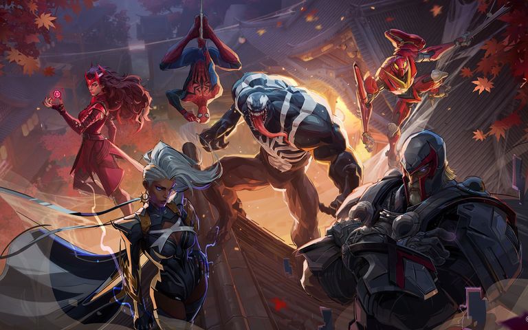 Venom and several other heroes in Marvel Rivals art