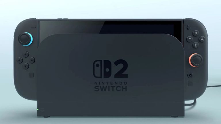 The Nintendo Switch 2 sitting in its dock