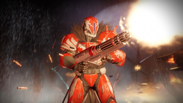 A character firing a gun in Destiny 2