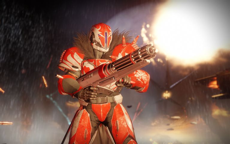 A character firing a gun in Destiny 2