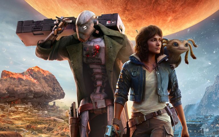 Art showing characters in Star Wars Outlaws