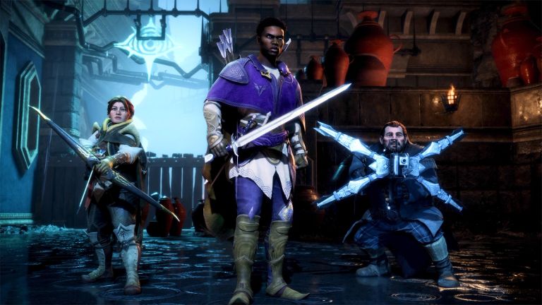 Rook, Harding, and Varric in BioWare's Dragon Age: The Veilguard