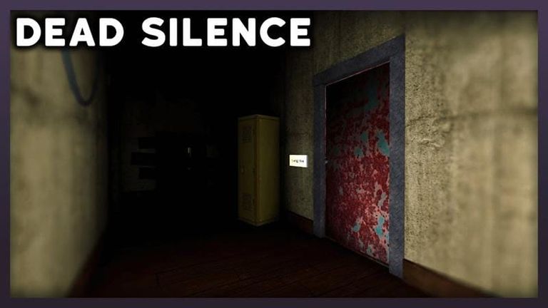 Dead Silence Roblox gameplay showing a dim corridor and a yellow locker