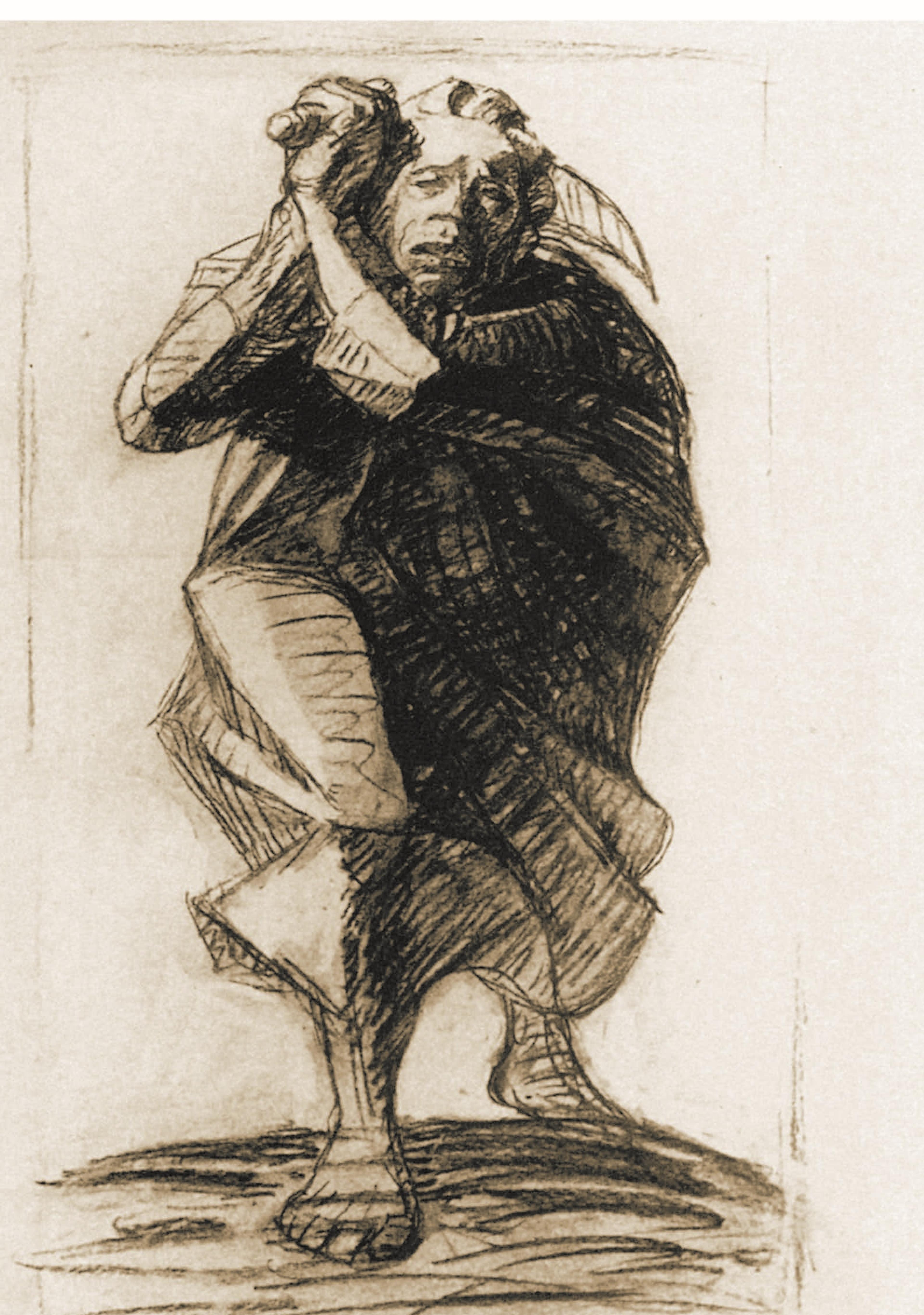 Zeichnung eines Schwerträgers vorwärtseilend mit verträumten Blick