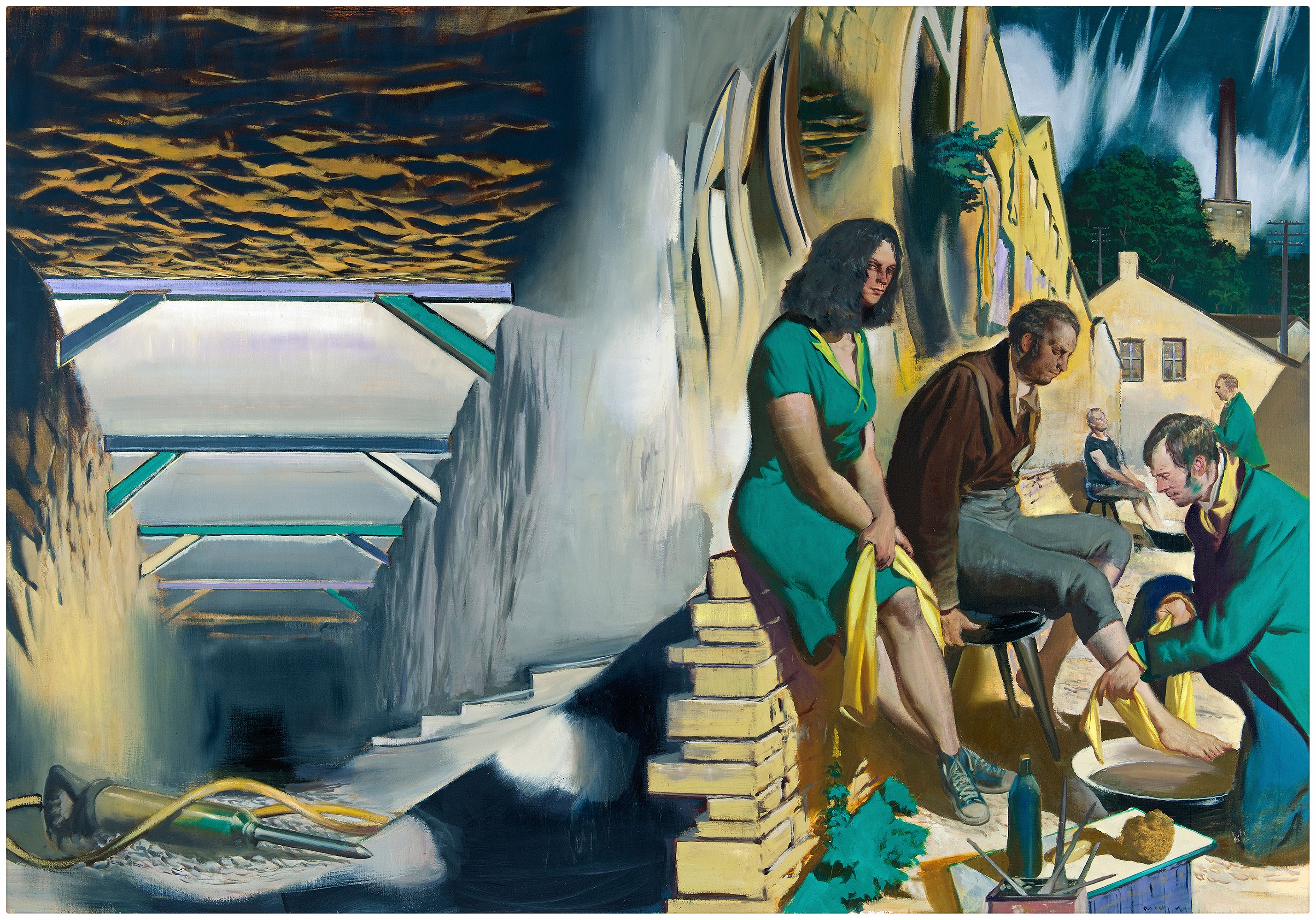 Neo Rauch, After the schift, 2011. Oil on canvas, 210 x 300 cm. Photo Uwe Walter, Berlin. © Neo Rauch, VG Bild-Kunst. Courtesy Neo Rauch, Galerie Eigen+Art Leipzig