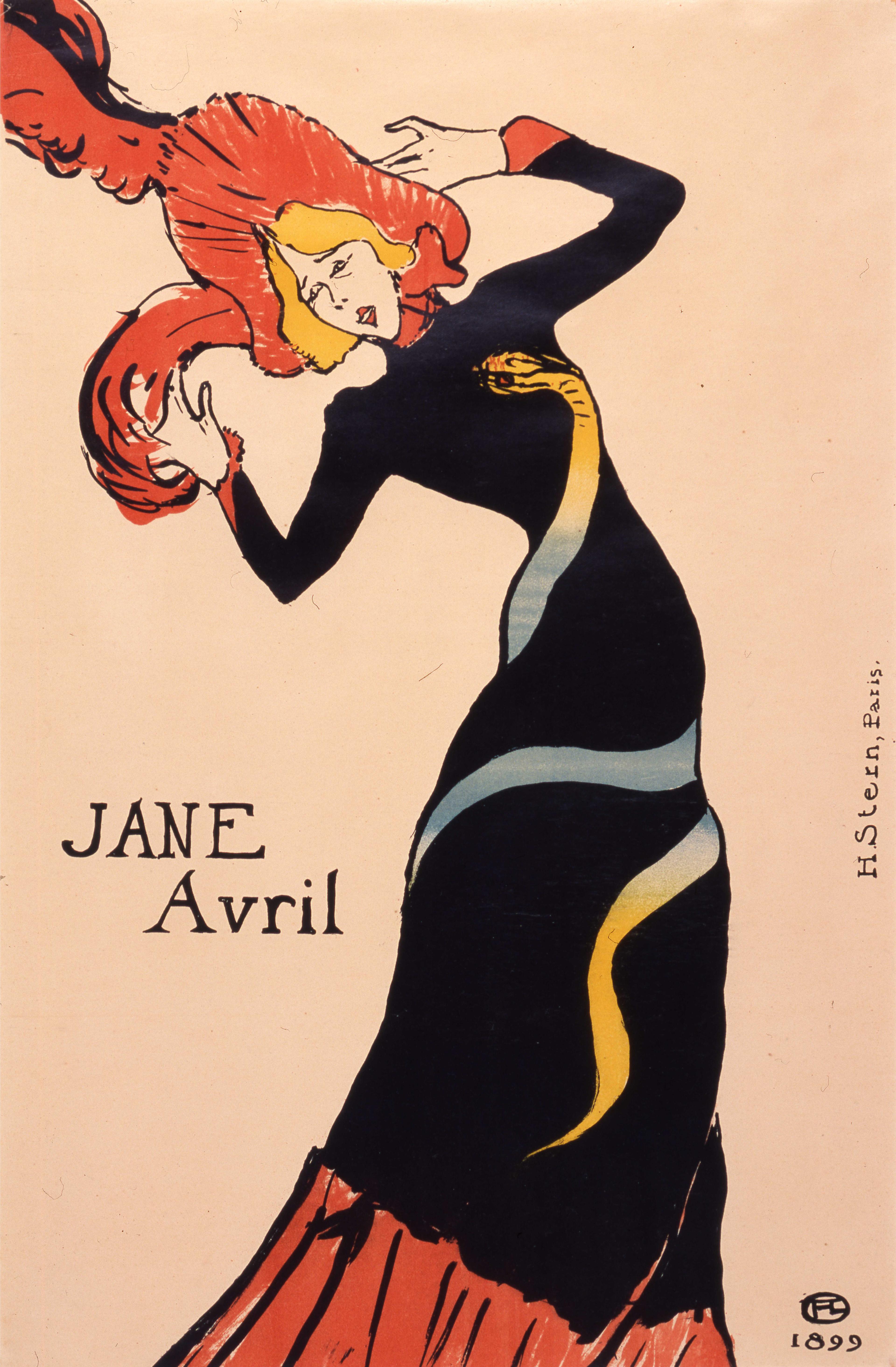 Jane Avril, dancing in black dress