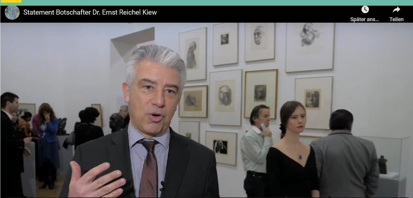 Deutscher Botschafter Dr. Ernst Reichel in der Ausstellung Barlach-Kollwitz Kiew 2018