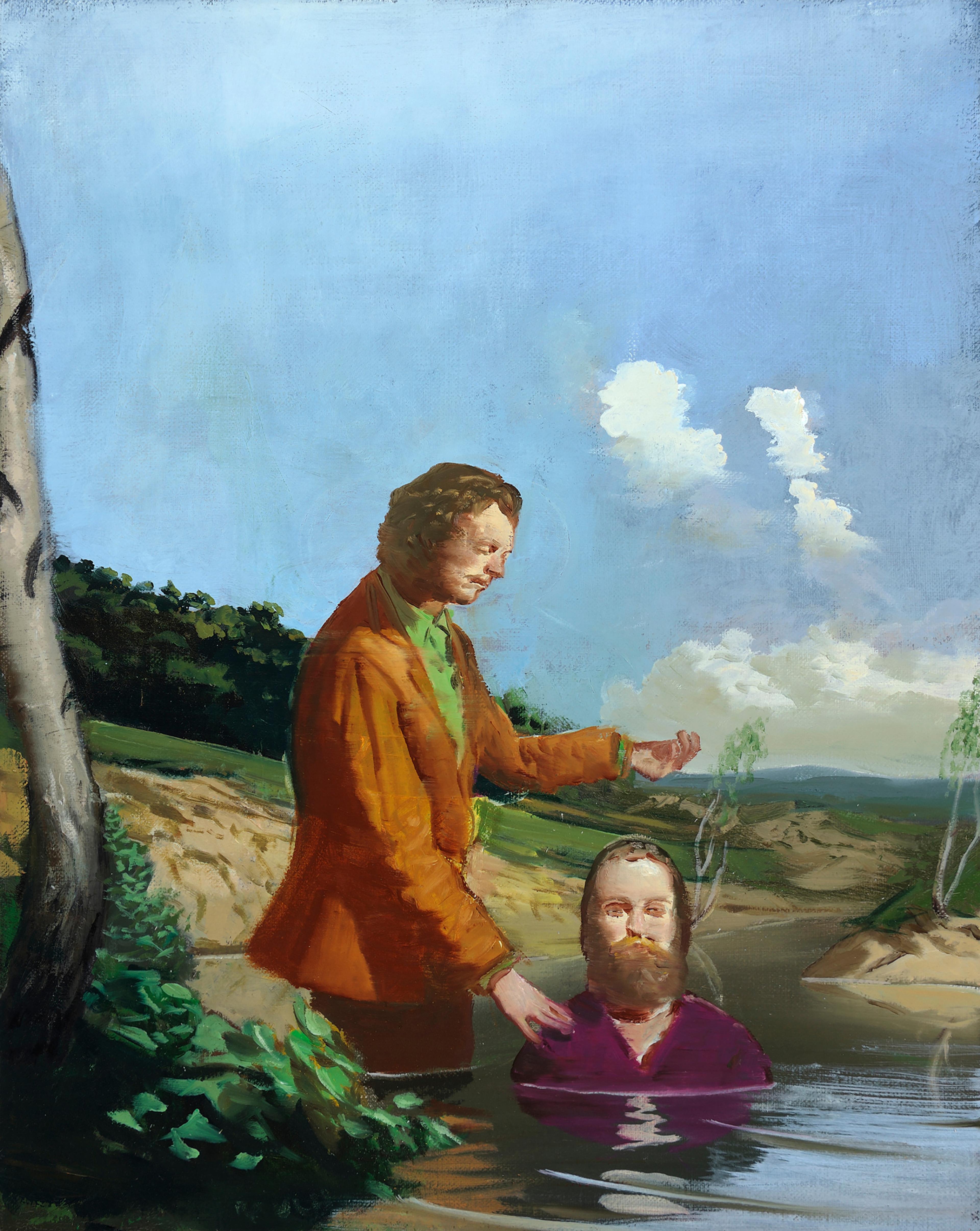Neo Rauch, Baptism, 2008. Oil on canvas, 50 x 30 cm. Photo Uwe Walter, Berlin. © Neo Rauch, VG Bild-Kunst. Courtesy Neo Rauch, Galerie Eigen+Art Leipzig