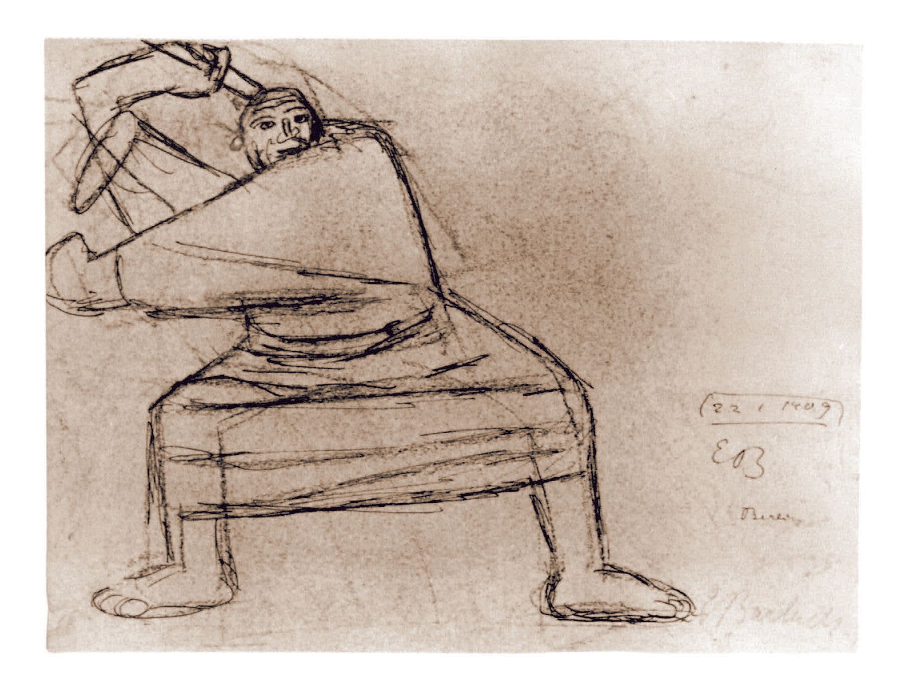 Zeichnung eines Schwerträgers 