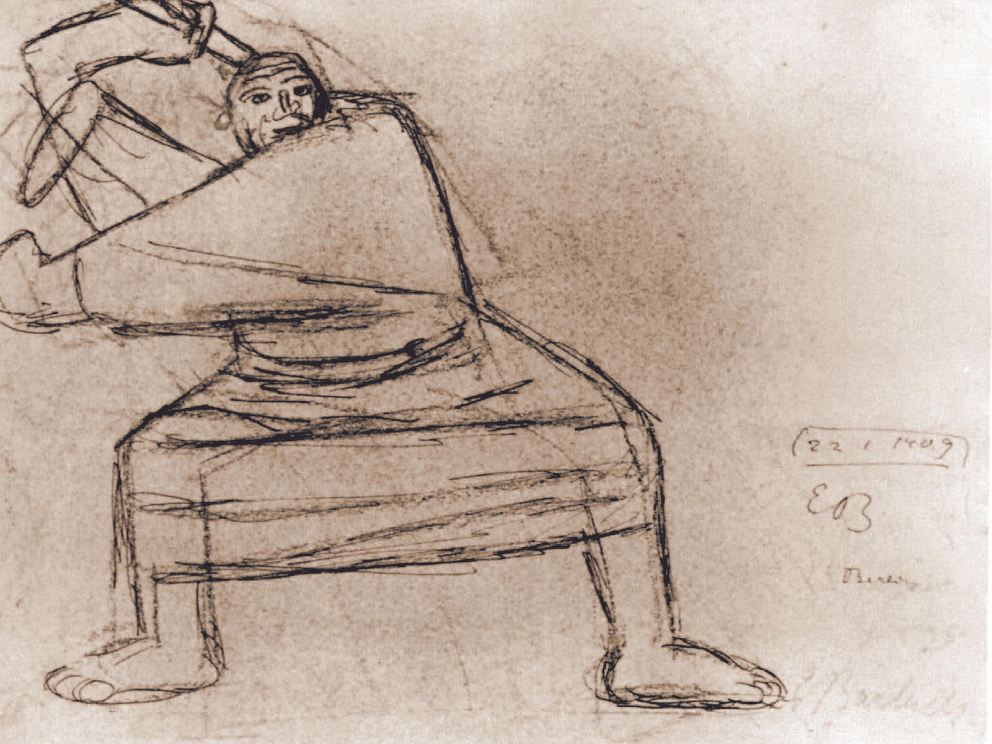 Zeichnung eines Schwerträgers