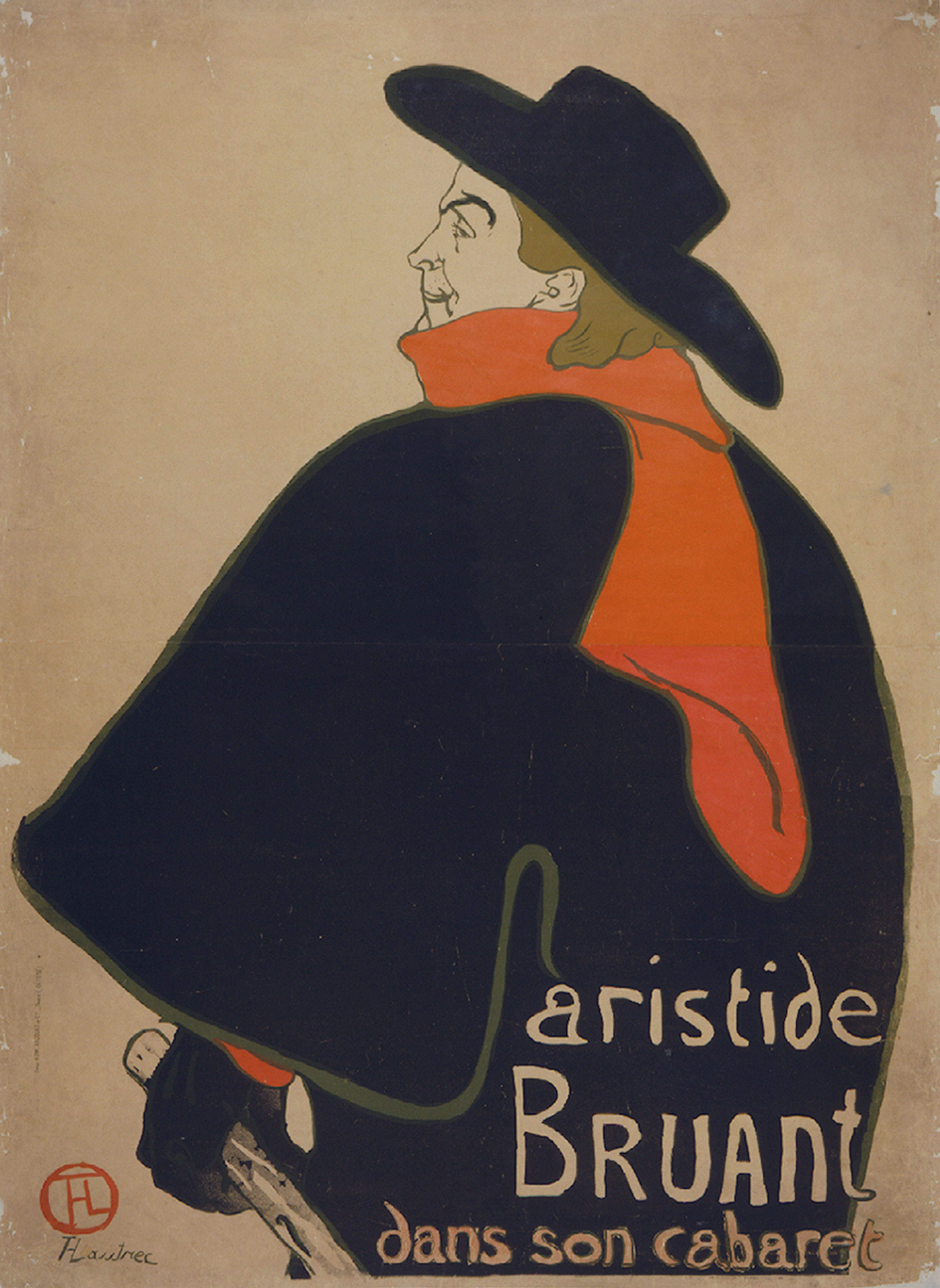 Poster Aristide Bruant with red scarf