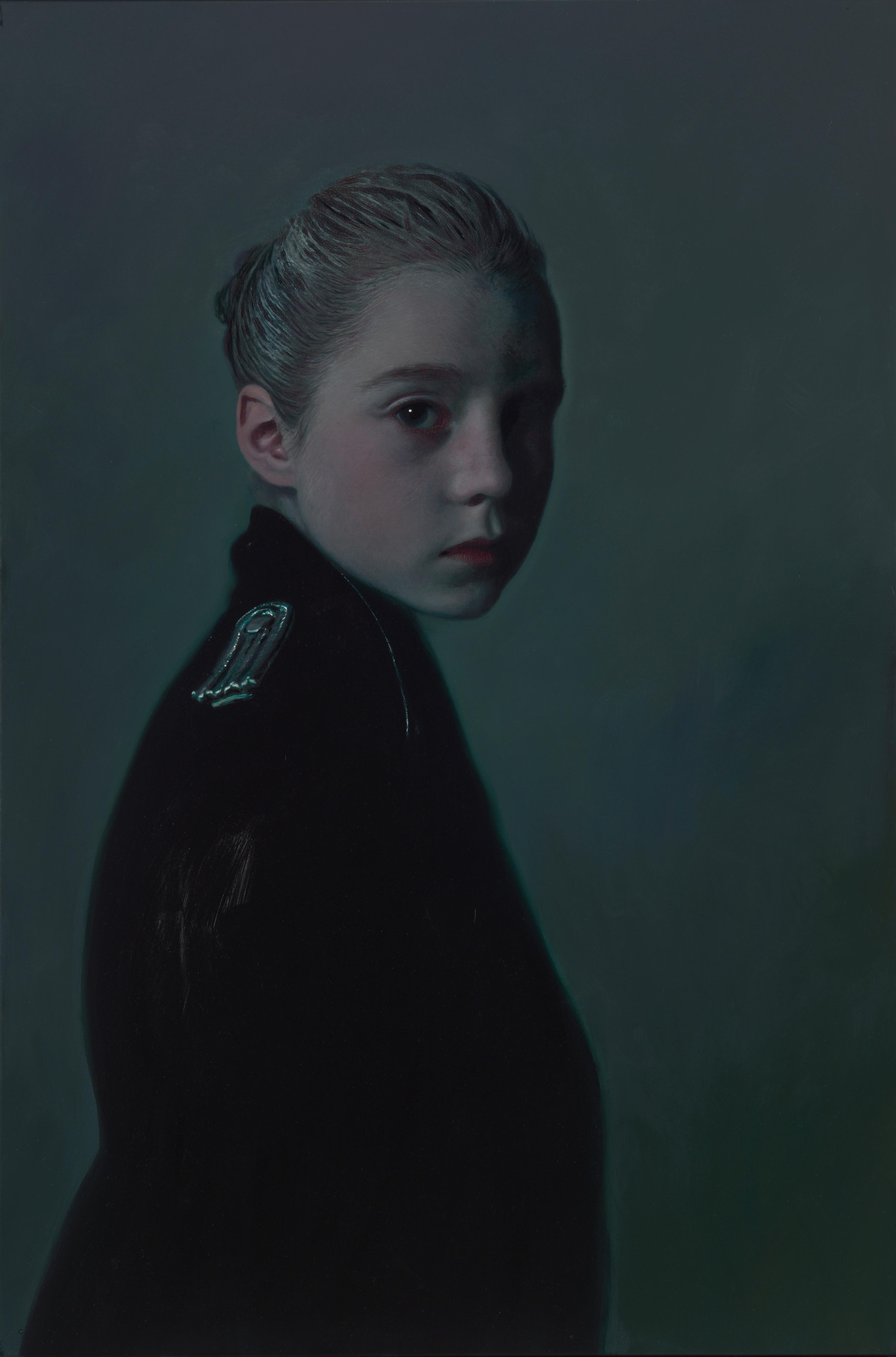 Fotorealistisches Gemälde eines jungen uniformierten Mädchens