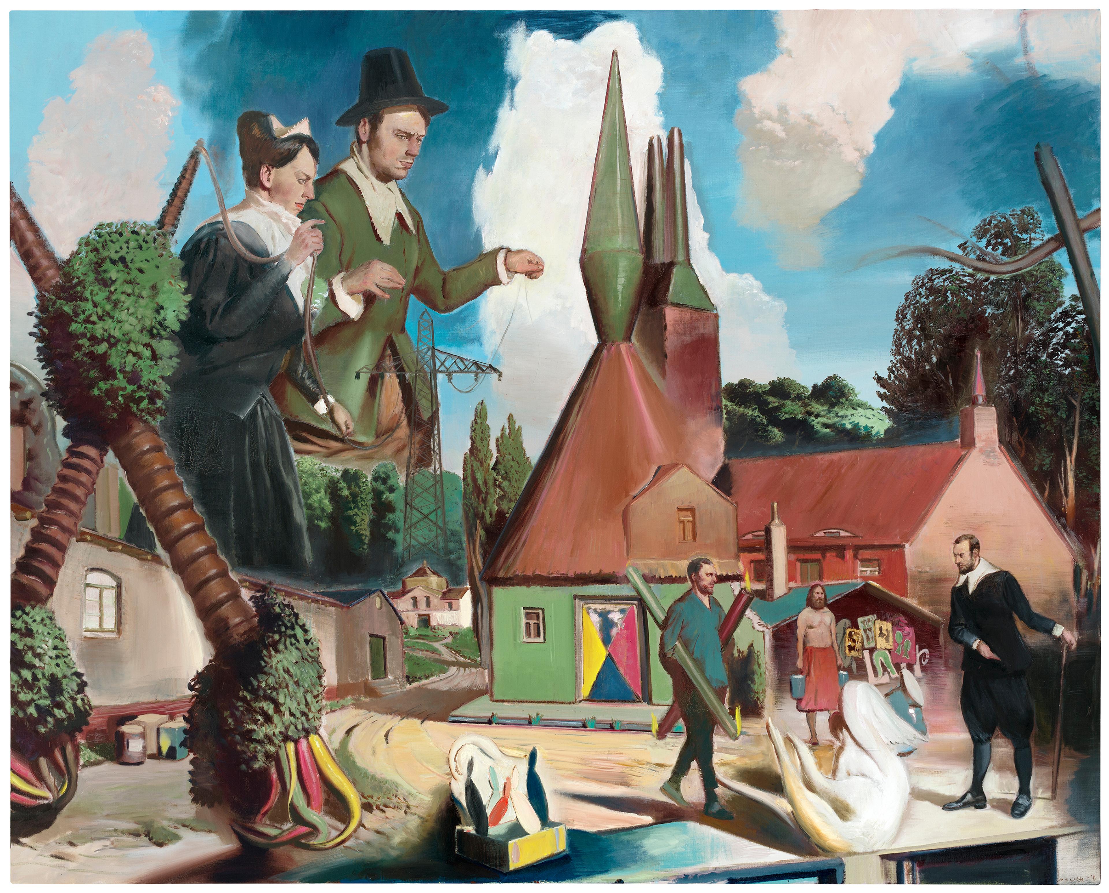 Neo Rauch, Zustrom, 2016. Öl auf Leinwand, 200 x 250 cm. Foto Uwe Walter, Berlin. © Neo Rauch, VG Bild-Kunst. Courtesy Neo Rauch, Galerie Eigen+Art Leipzig
