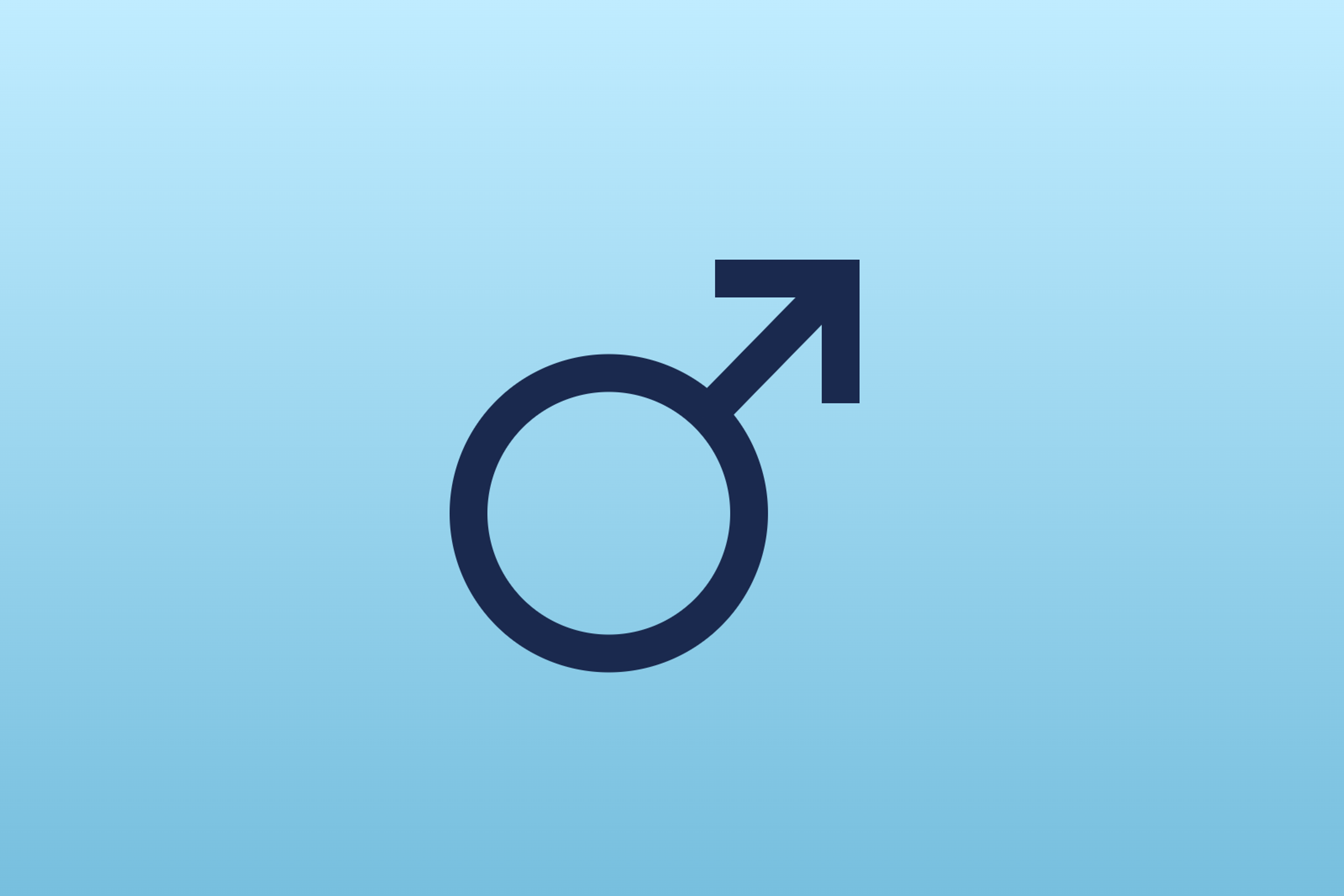 Male symbol on a light blue background