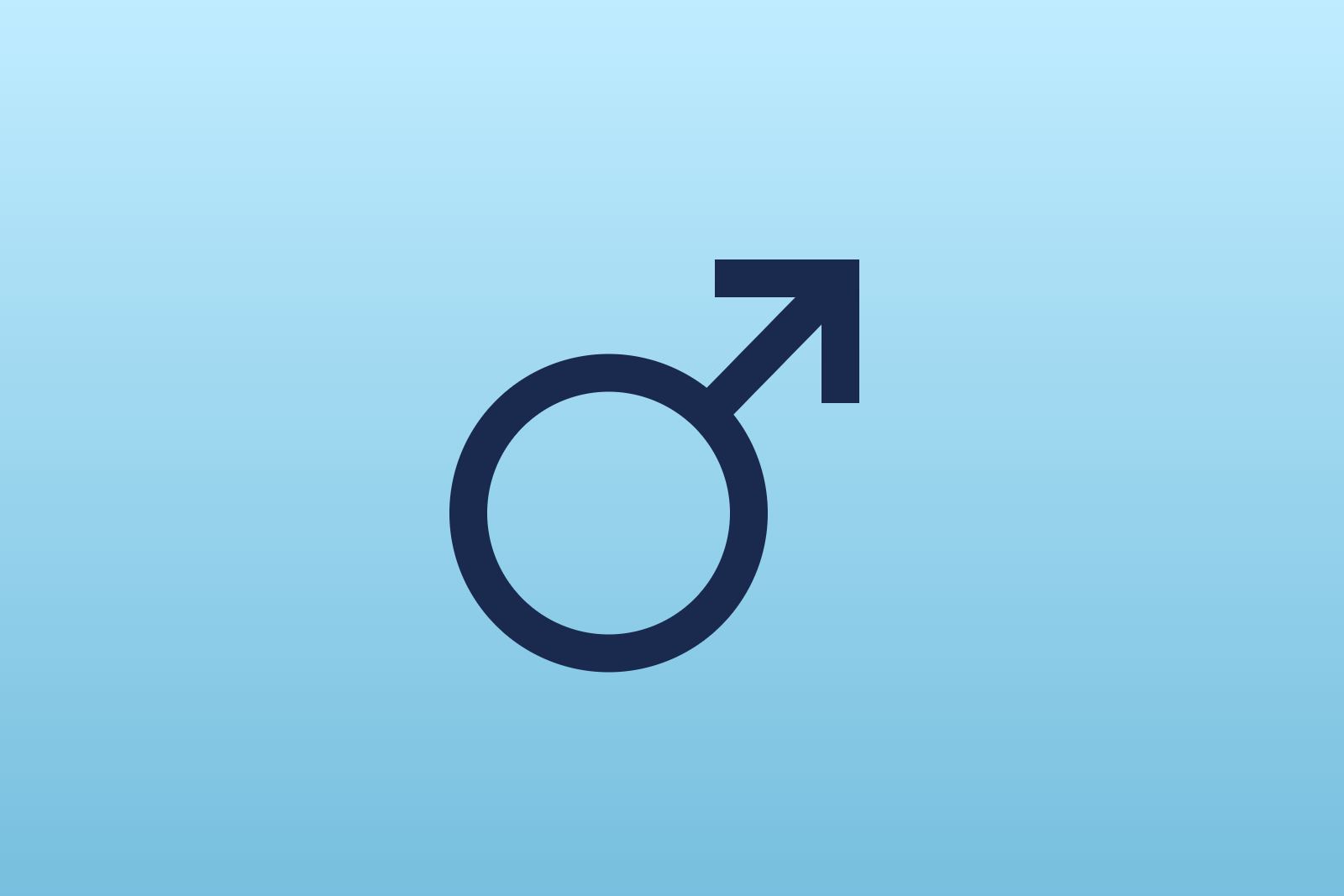 Male symbol on a light blue background