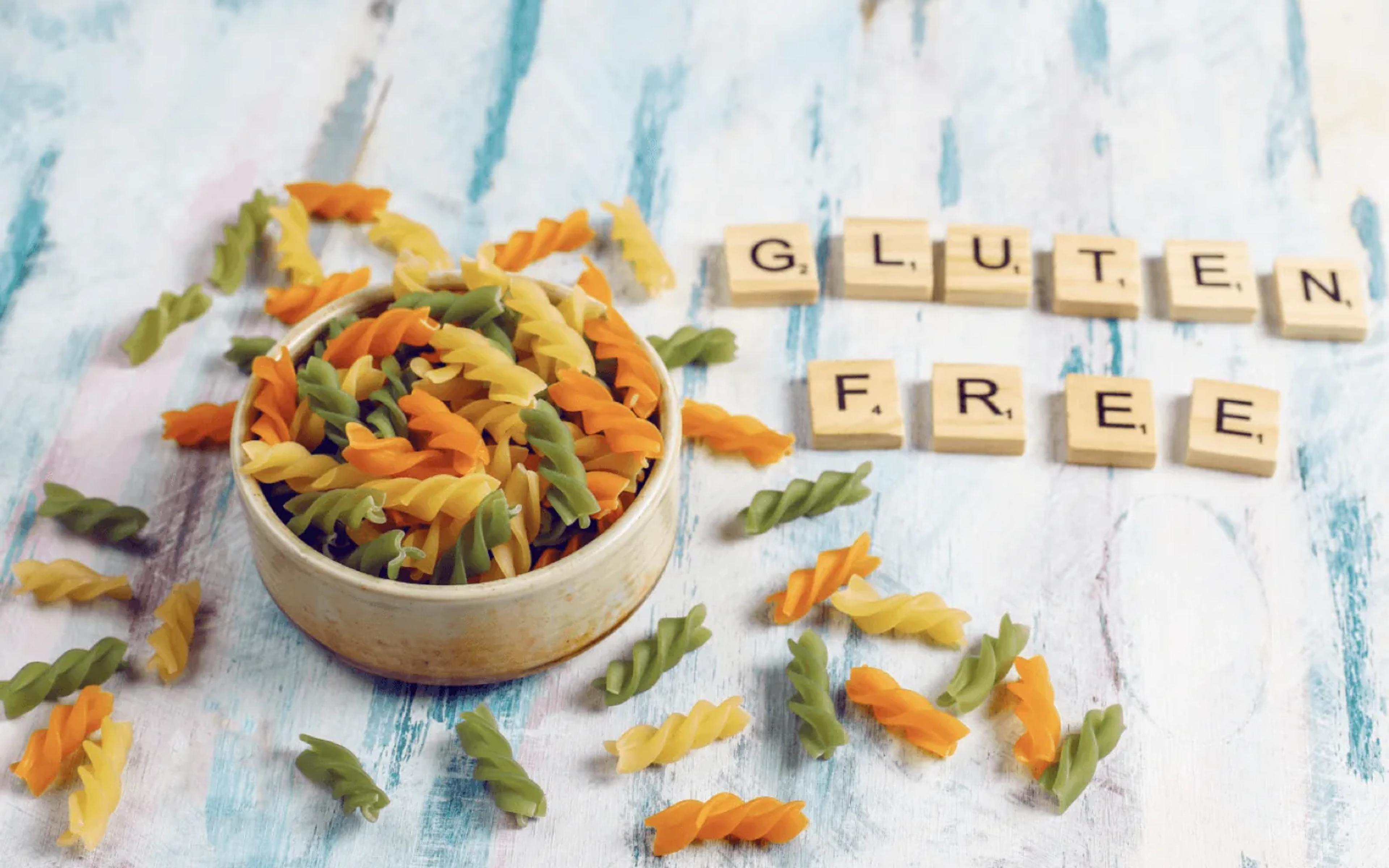 pasta with a sign that says gluten free