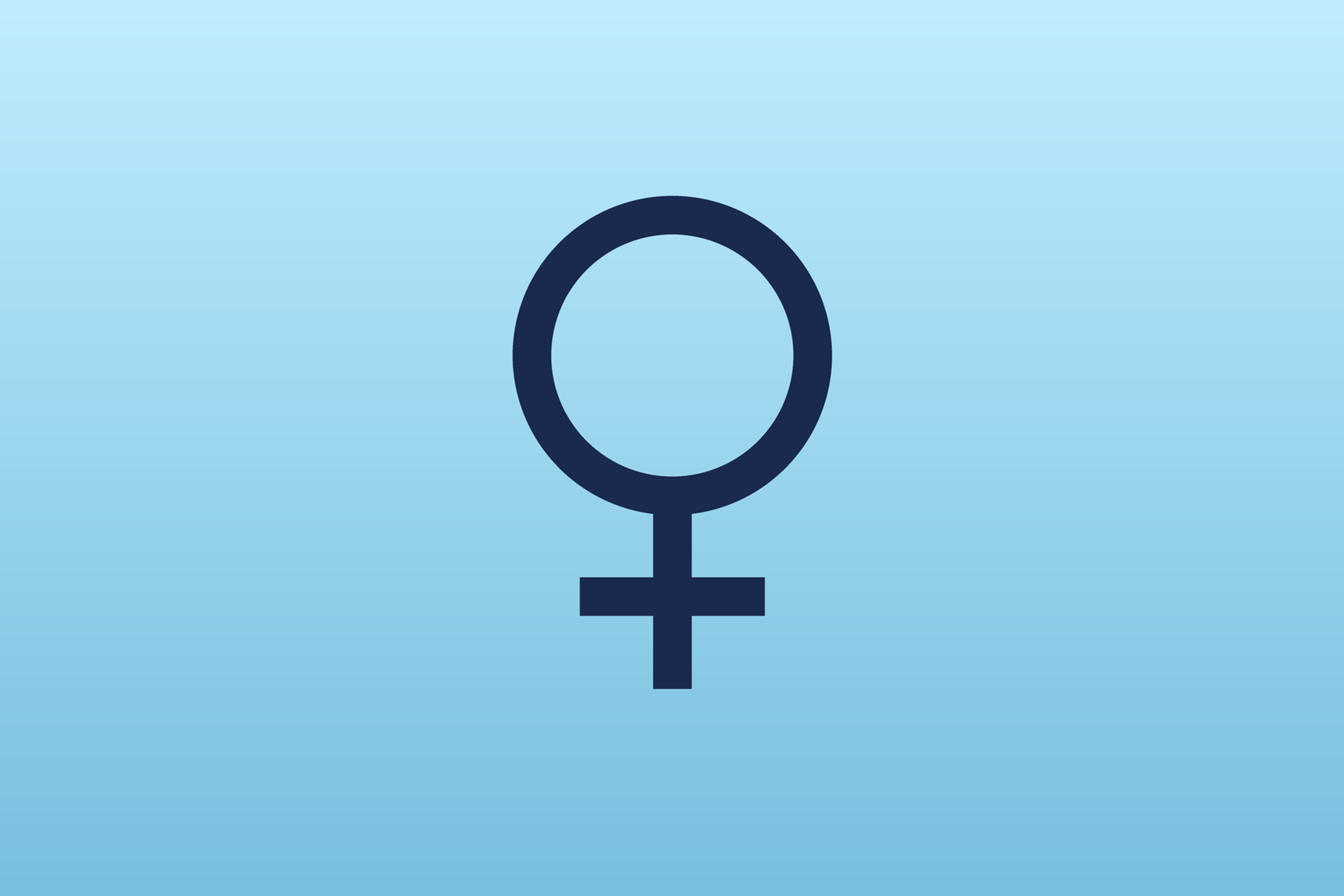 Female symbol on a light blue background