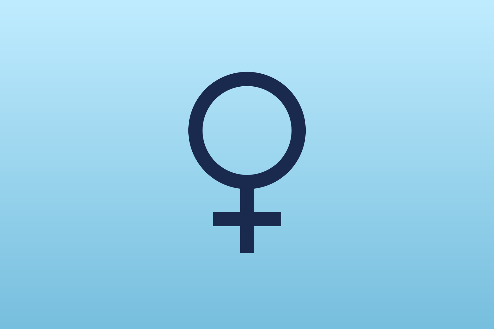 Female symbol on a light blue background
