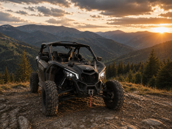 Can-Am Maverick X3 на кам'янистому гребені — панорама гірських хребтів на заході