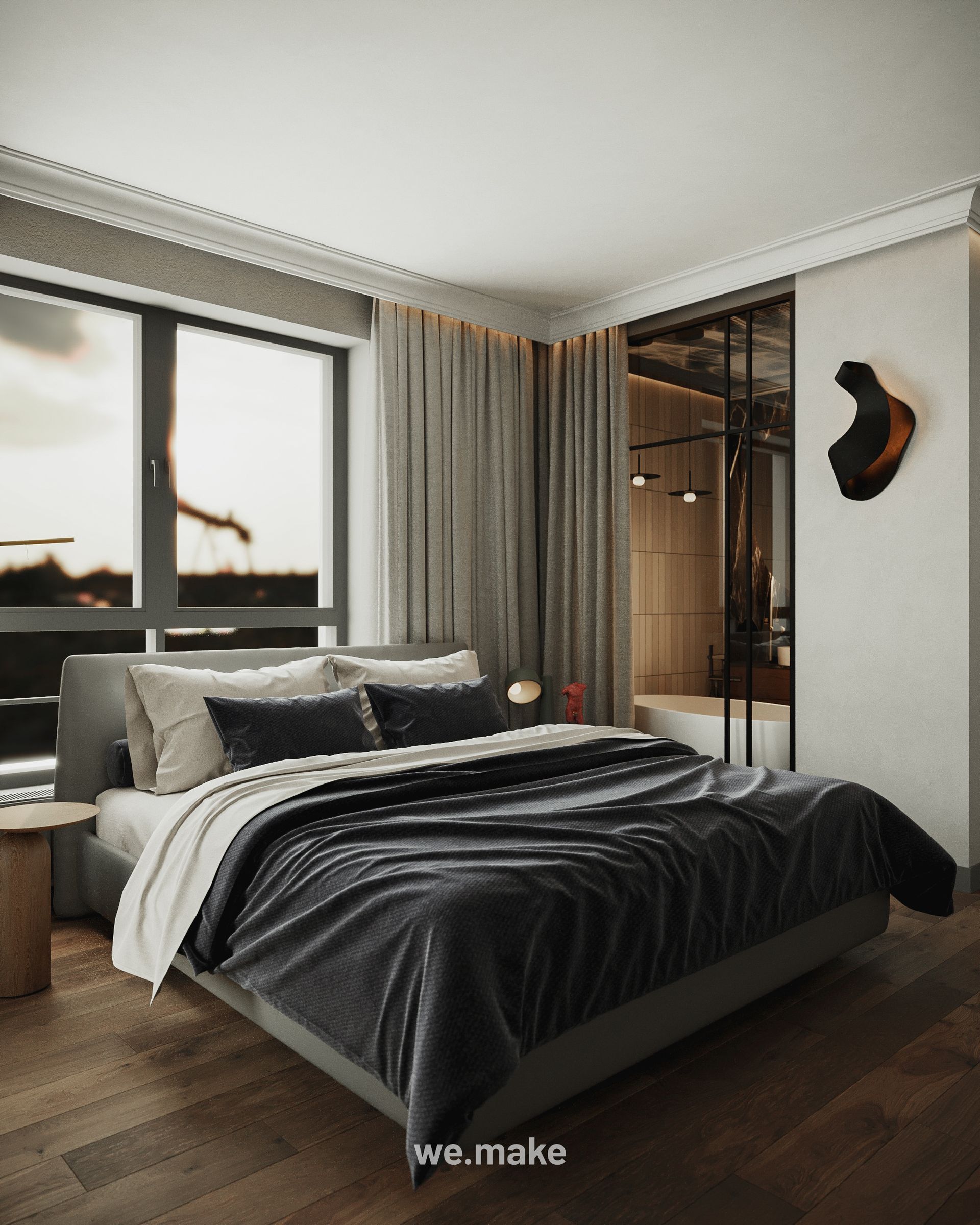 Kawalerka w ciemnej, nastrojowej tonacji — Gdańsk, Mieszkania i apartamenty, projektowanie wnętrz Wrocław (M.101) we.make