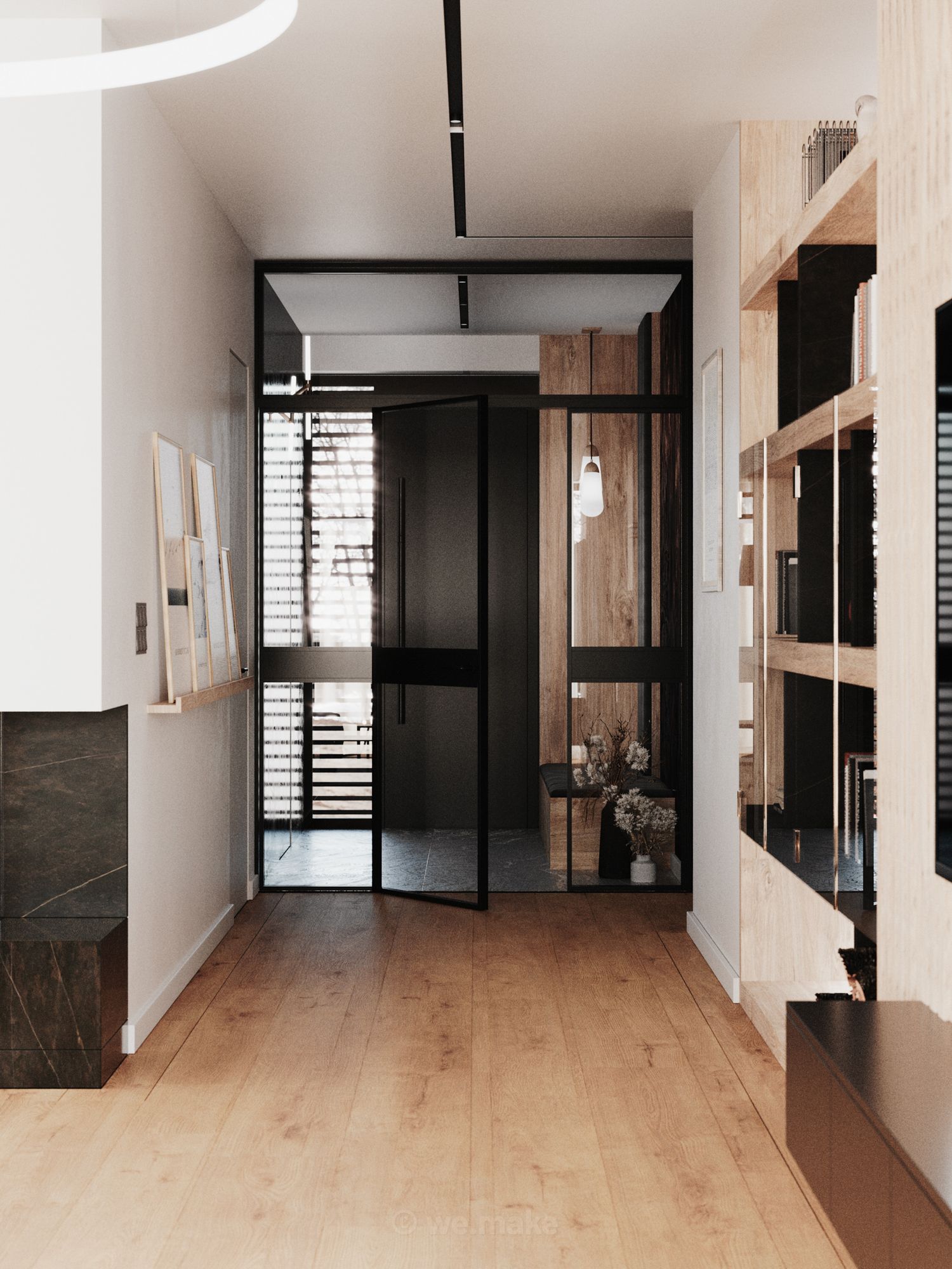 Dom w cieple kamienia i drewna — projektowanie wnętrz Wrocław, we.make (3)