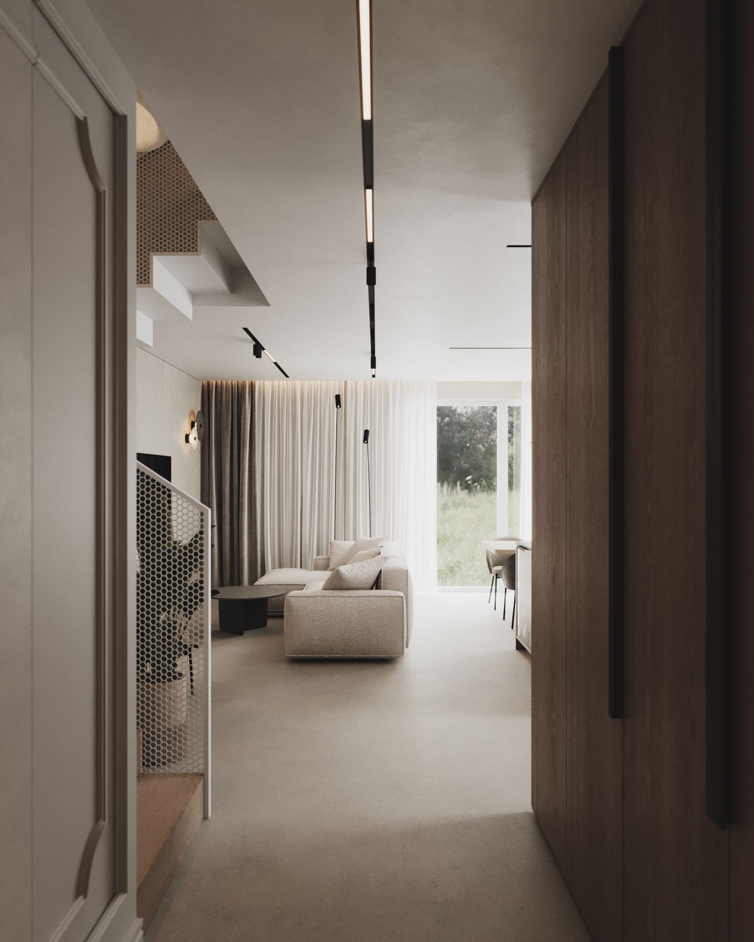 Nowoczesny dom — mikrocement i dębowe meble — projektowanie wnętrz Wrocław, we.make (4)