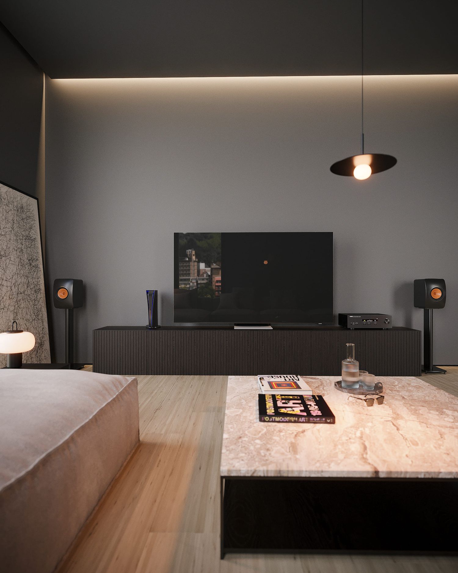 Minimalistyczny apartament — surowa elegancja — projektowanie wnętrz Wrocław, we.make (3)