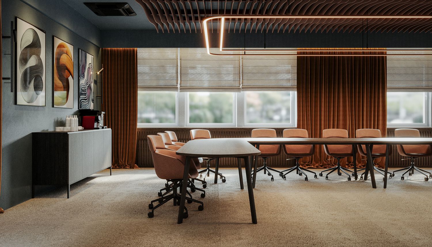 Sala konferencyjna executive dla Callstack — projektowanie wnętrz Wrocław, we.make (2)