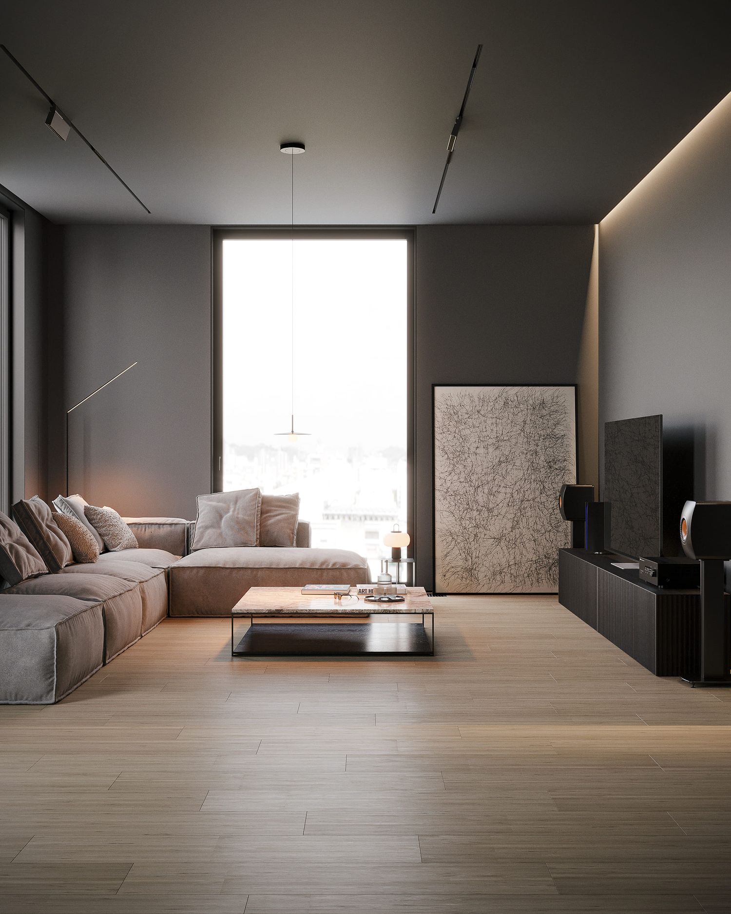Minimalistyczny apartament — surowa elegancja — projektowanie wnętrz Wrocław, we.make (3)