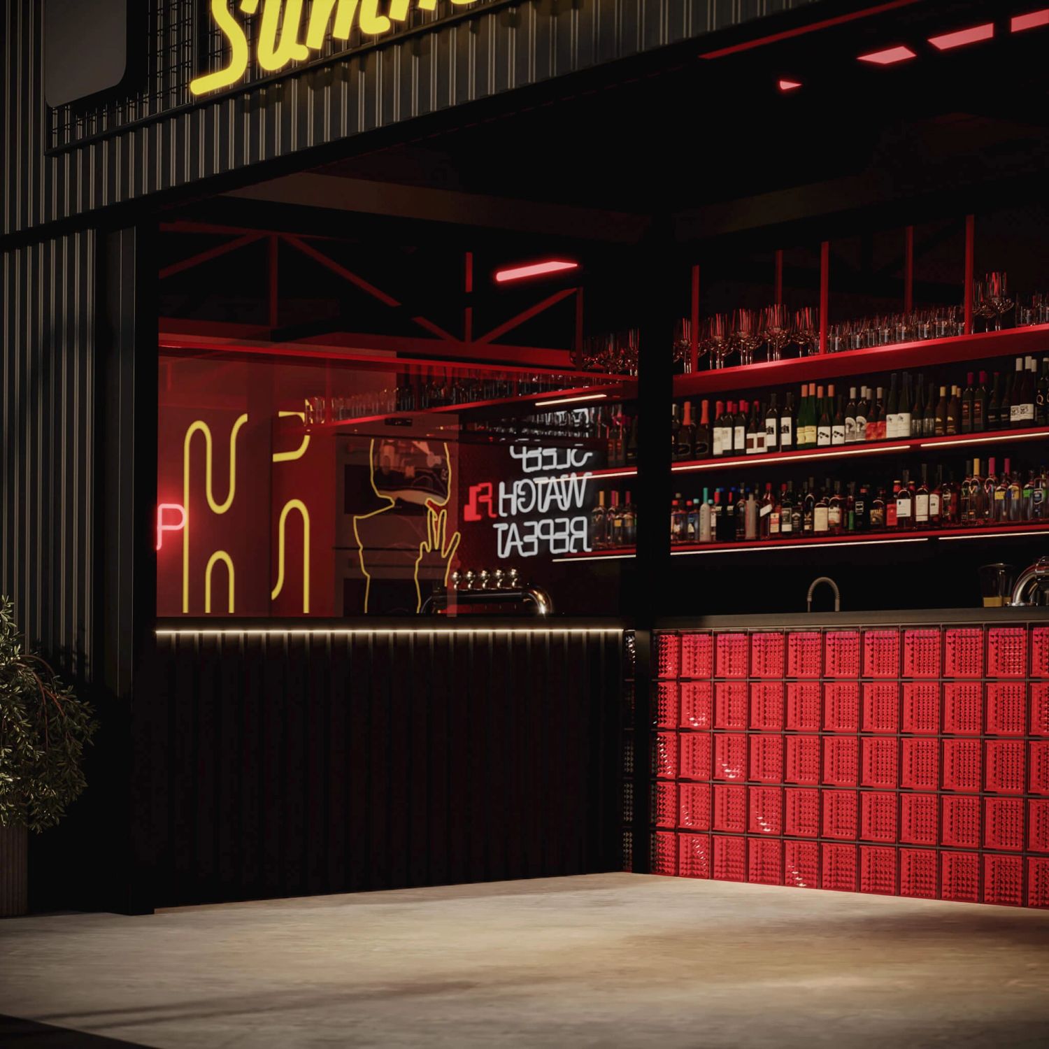 Pitlane Summer Bar — bar na dachu Wroclavii — projektowanie wnętrz Wrocław, we.make (2)