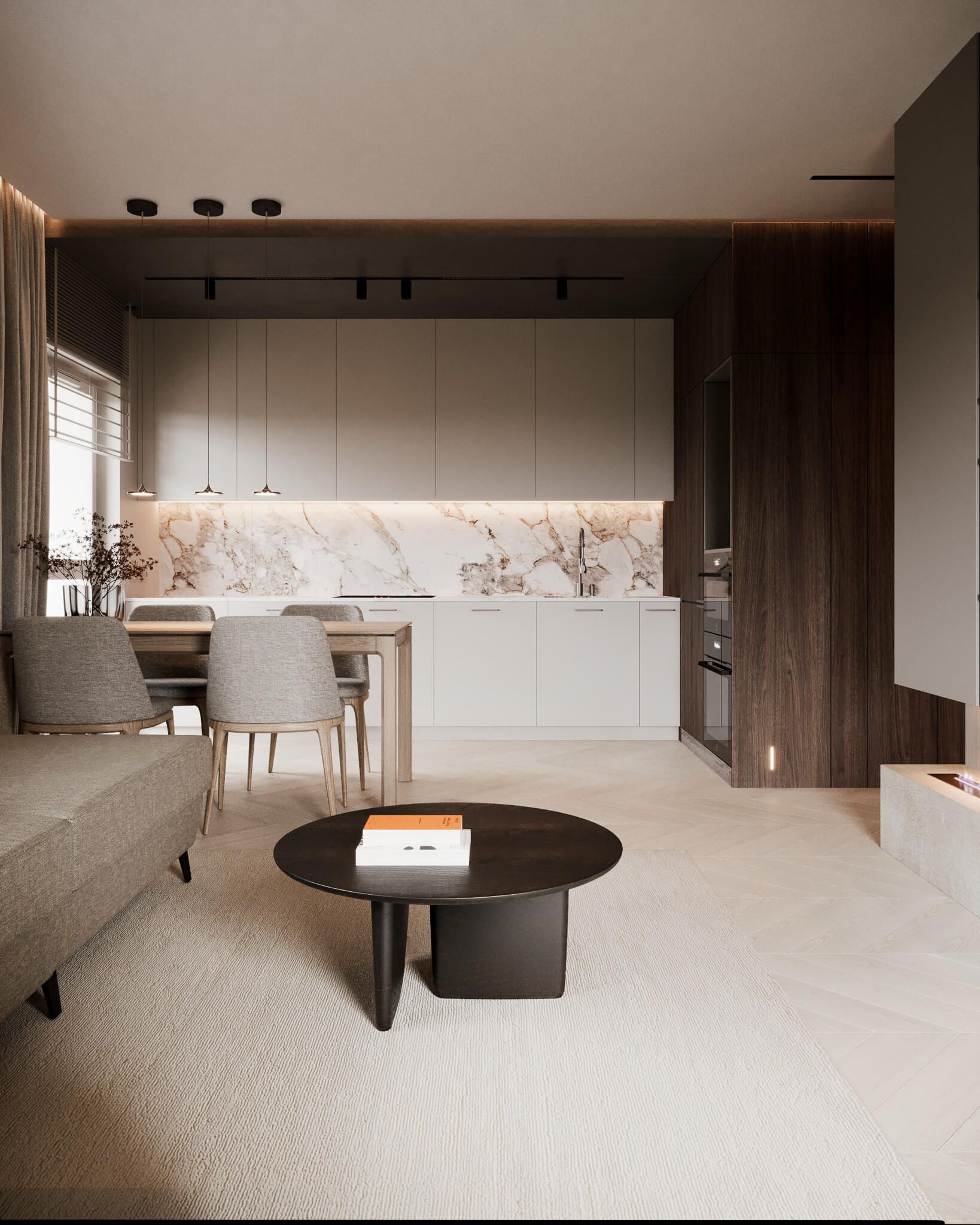 Przytulny minimalizm w centrum miasta — Poznań, Apartamenty, projektowanie wnętrz Wrocław (M.129) we.make