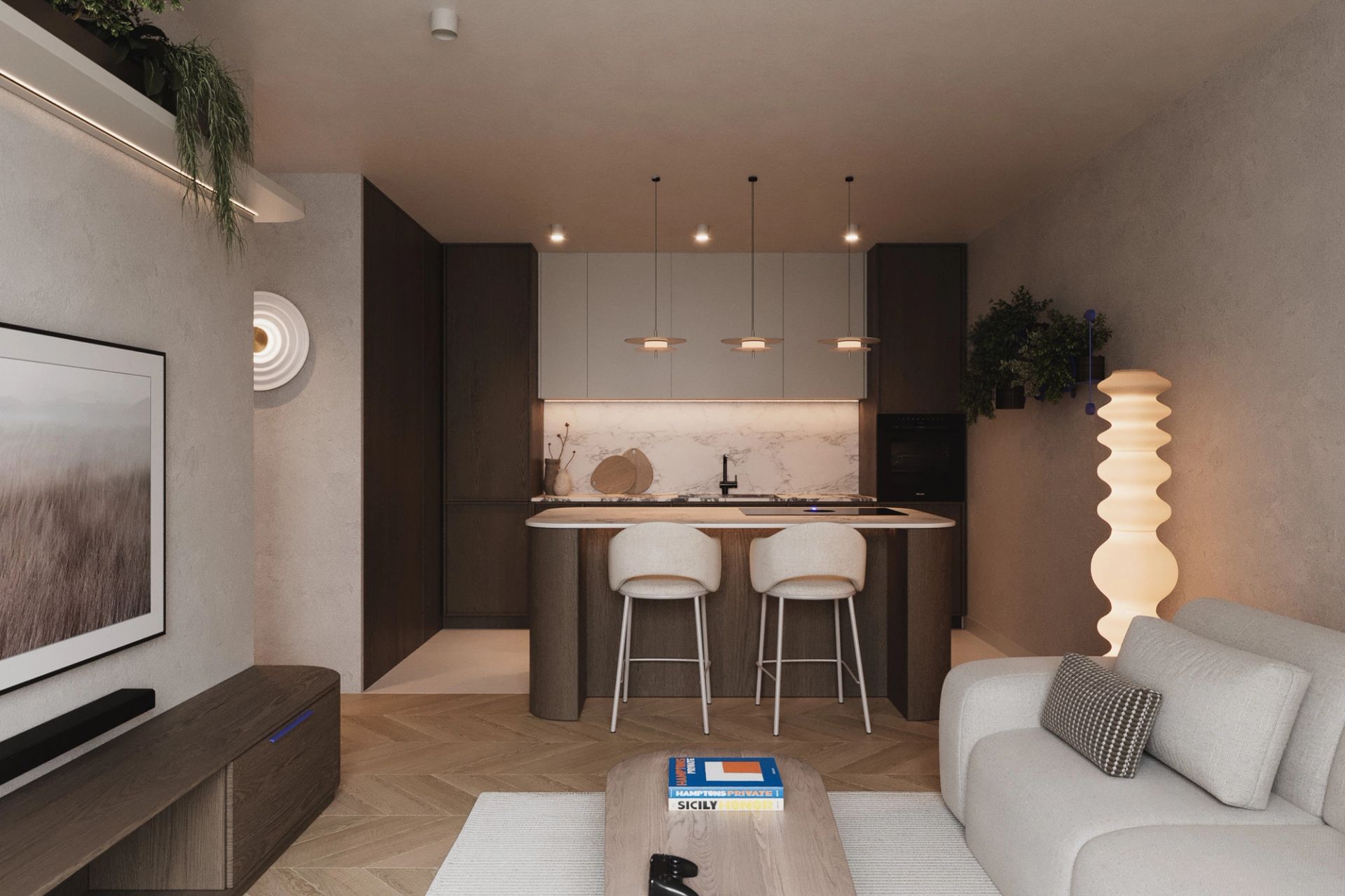 Minimalistyczne mieszkanie dla pary — Łódź, Apartamenty, projektowanie wnętrz Wrocław (M.116) we.make