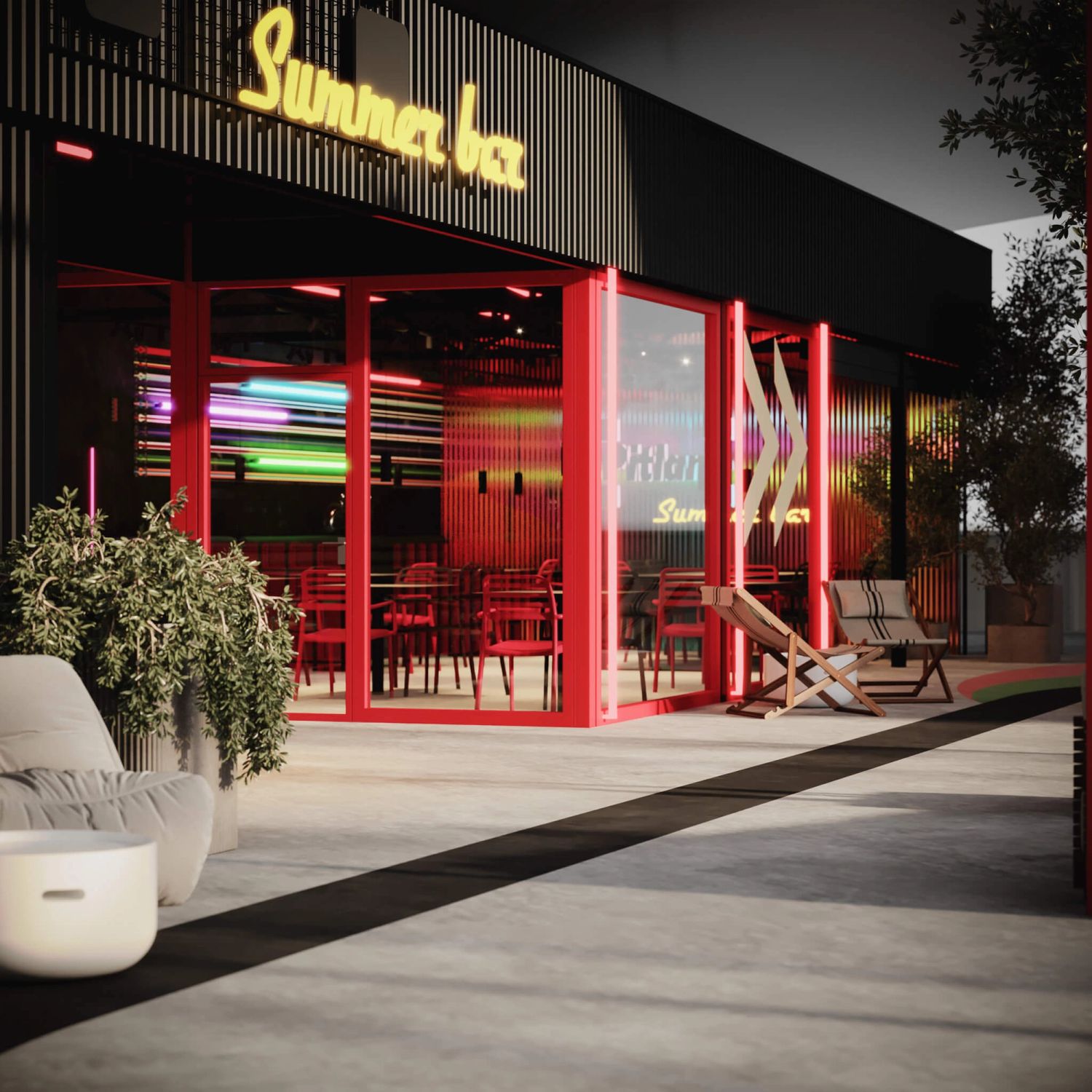Pitlane Summer Bar — bar na dachu Wroclavii — projektowanie wnętrz Wrocław, we.make (4)