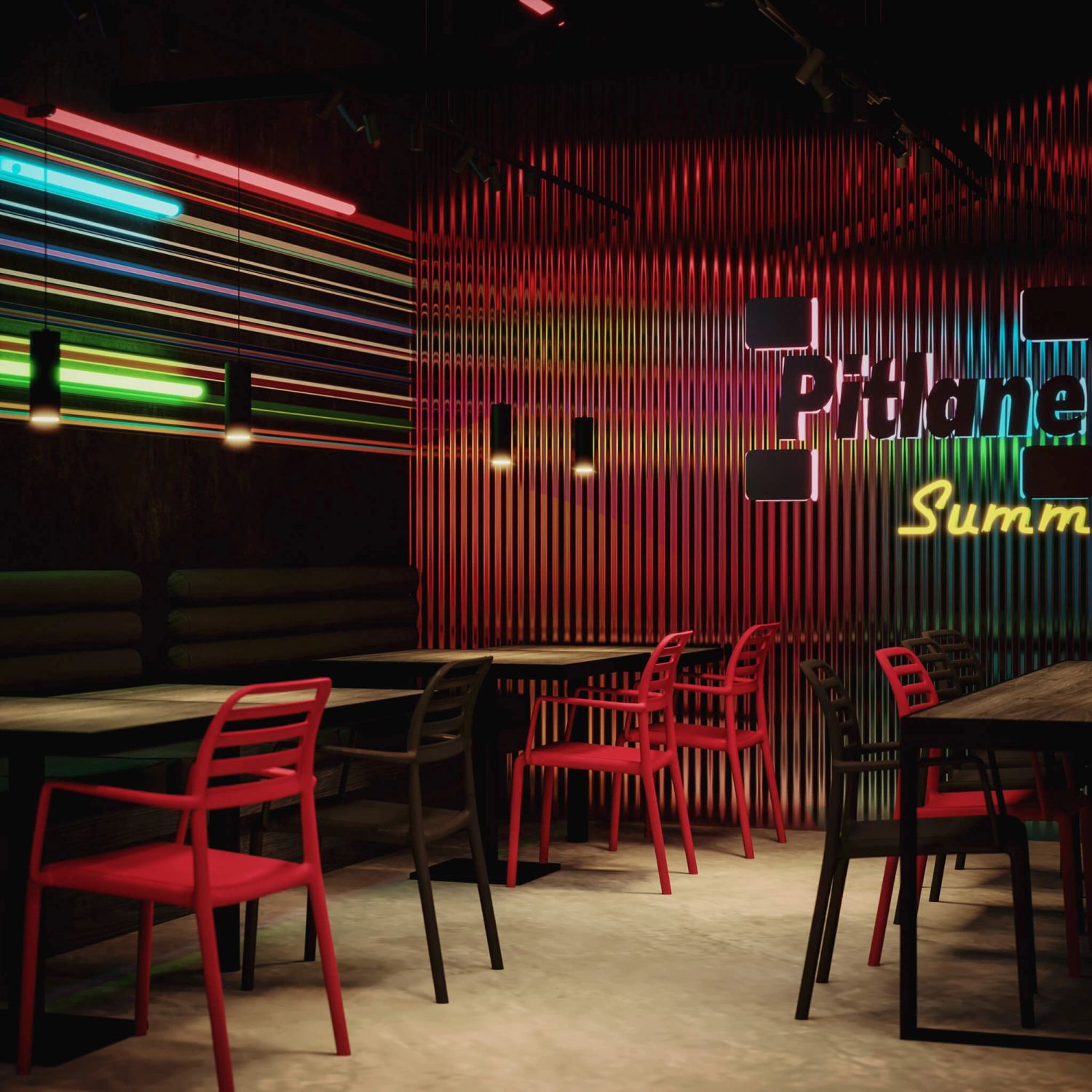 Pitlane Summer Bar — bar na dachu Wroclavii — projektowanie wnętrz Wrocław, we.make (2)