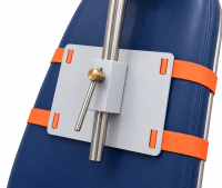 BE.DENT.HTC chair mounting plate and attachment straps, angled close-up
