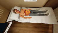 Pediatric abdominal palpation examination view