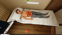 Virtual pediatric patient prepared for abdominal examination