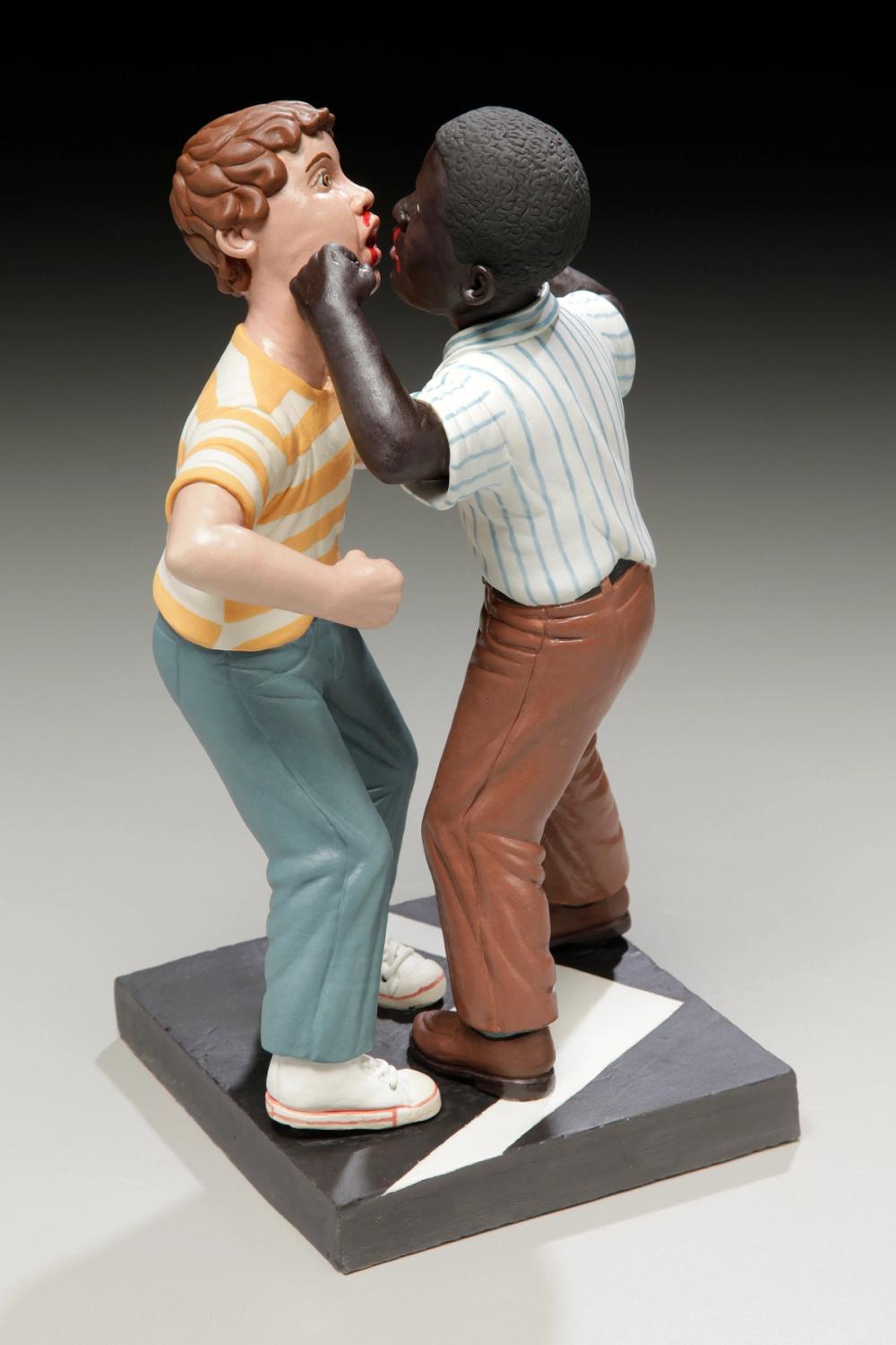 Gone: 2nd Best Fight I Ever Saw I Wasn't In (6th grade) by Russell Biles created in 2015, hand built porcelain