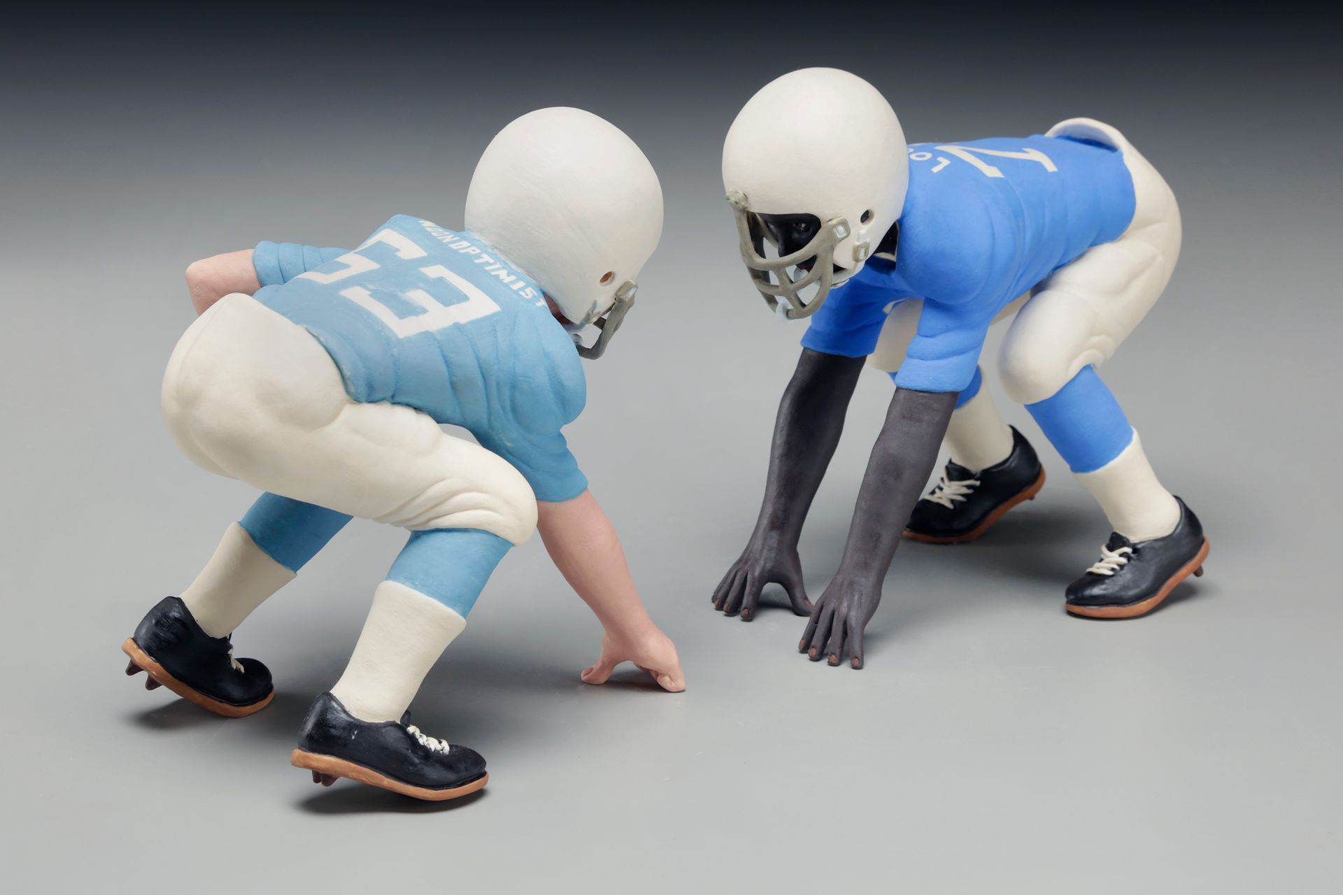 Gone: Child's Play, by Russell Biles created in 2016, hand built porcelain; 7 x 12 x 5"