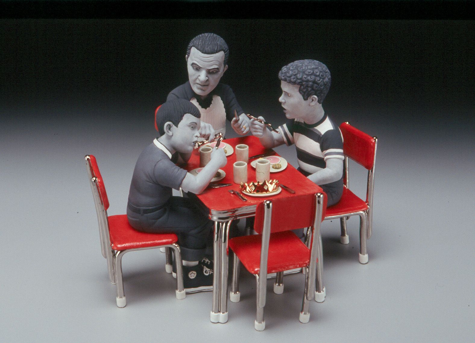 Beaver's Lament: The Collapse of America's Family (Working Late?) by Russell Biles created in 2005, hand built porcelain