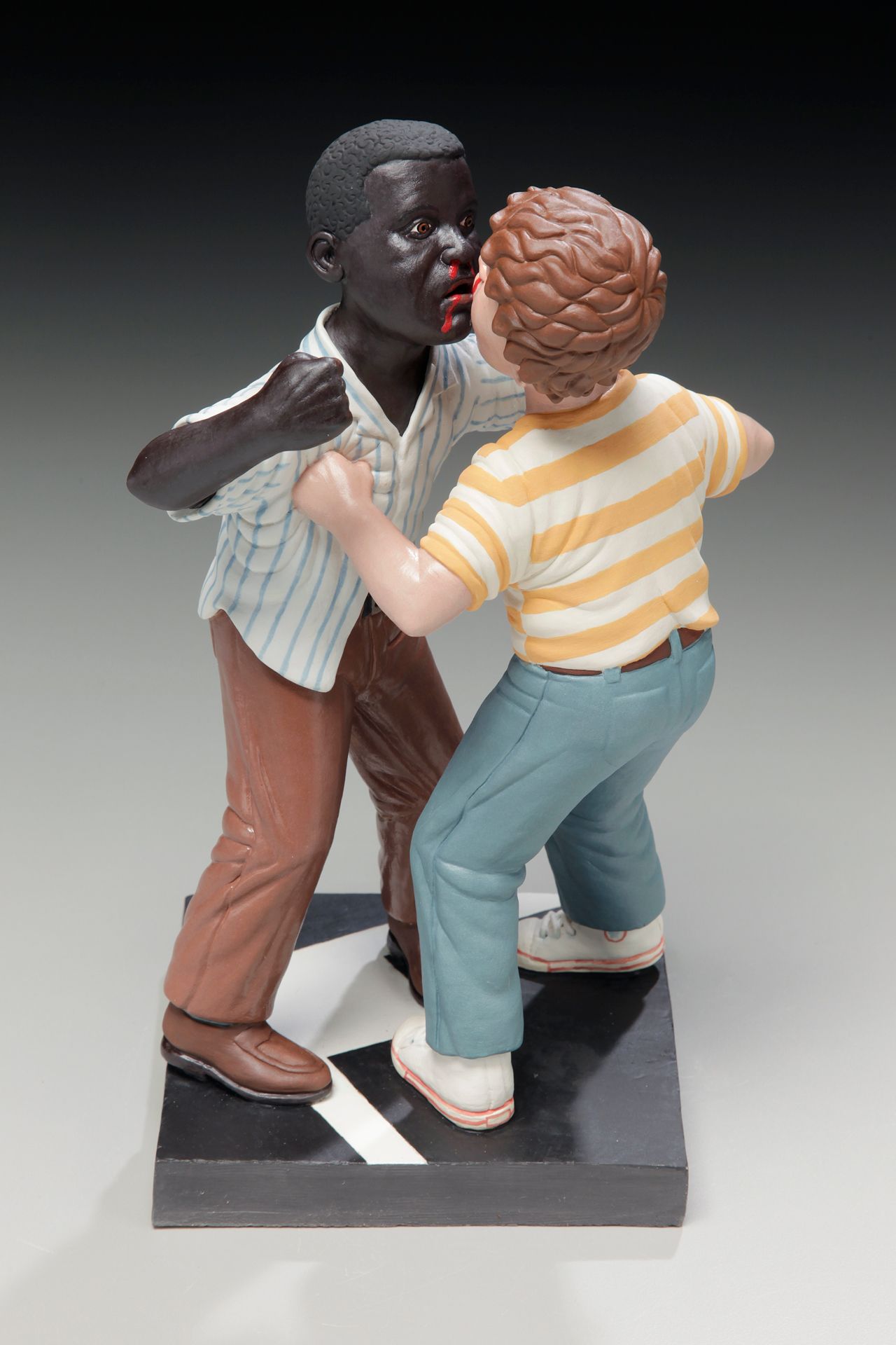 Gone: 2nd Best Fight I Ever Saw I Wasn't In (6th grade) by Russell Biles created in 2015, hand built porcelain