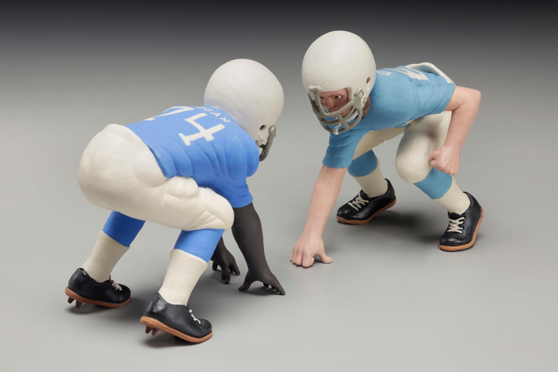 Gone: Child's Play, by Russell Biles created in 2016, hand built porcelain; 7 x 12 x 5"