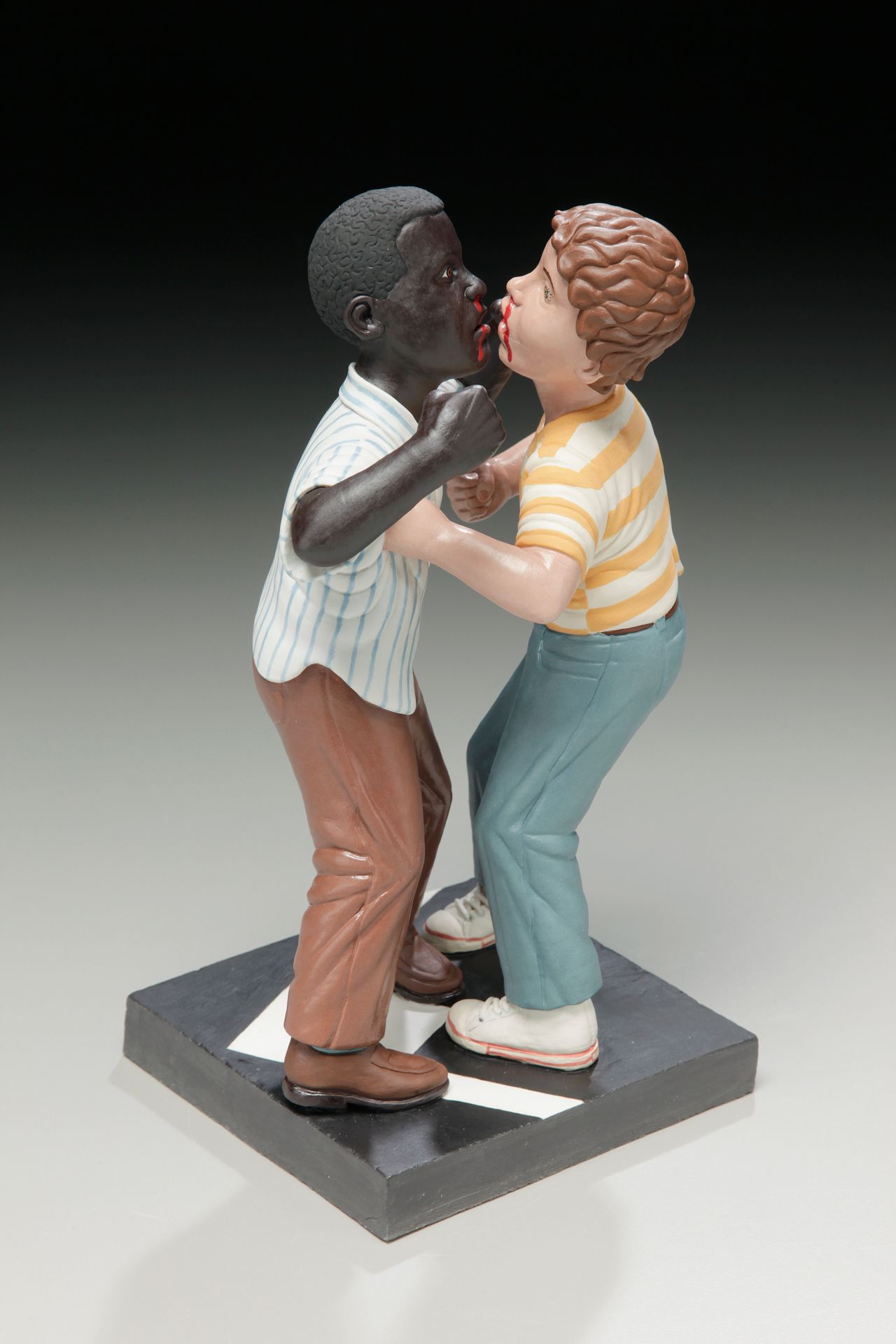 Gone: 2nd Best Fight I Ever Saw I Wasn't In (6th grade) by Russell Biles created in 2015, hand built porcelain