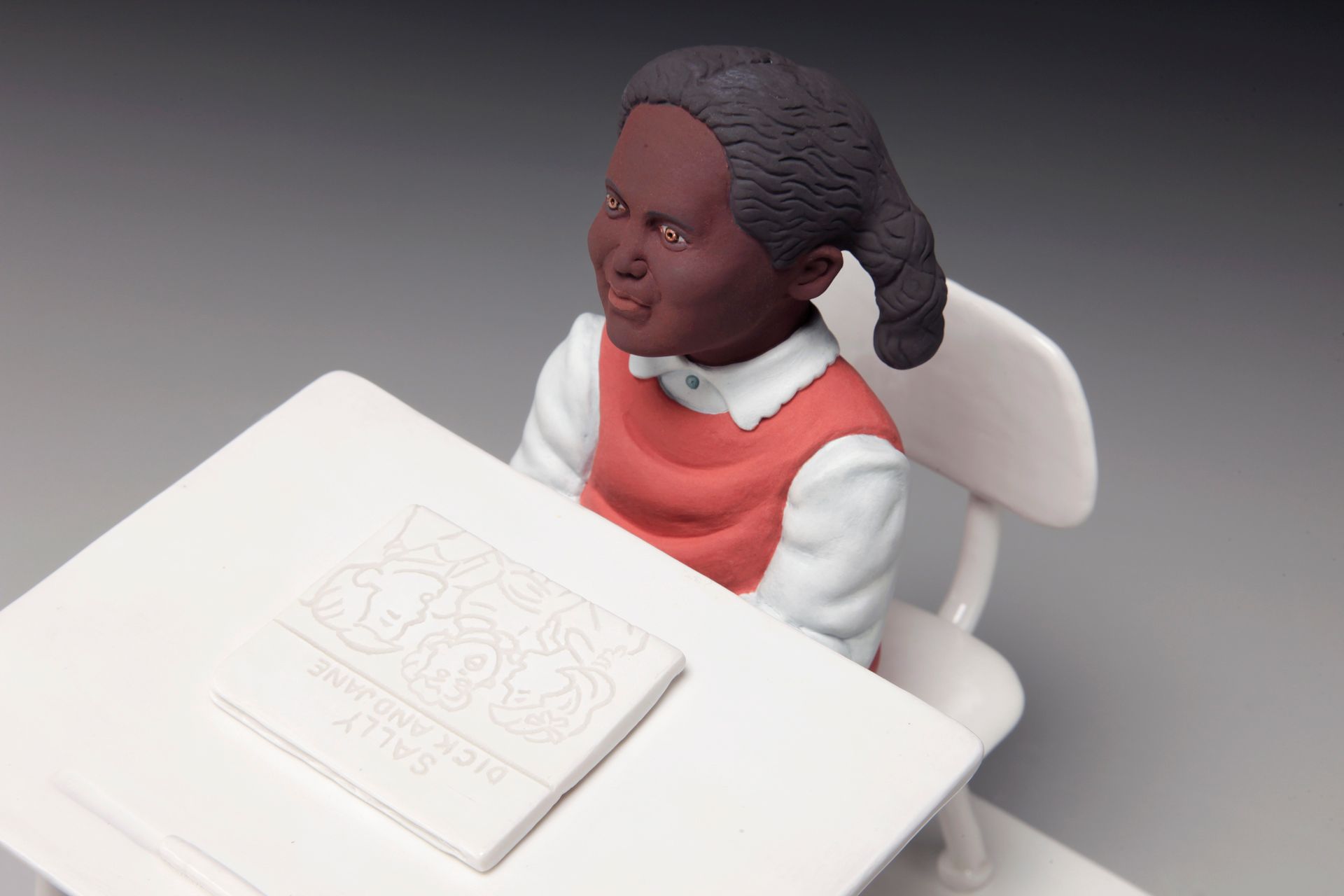  Gone: Gone: Baby, Baby, It's a White World, by Russell Biles created in 2014, hand built porcelain; 8 x 6 x 7"